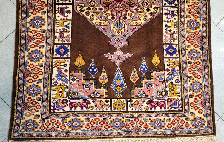 فرش دستبافت کرک قهوه ای