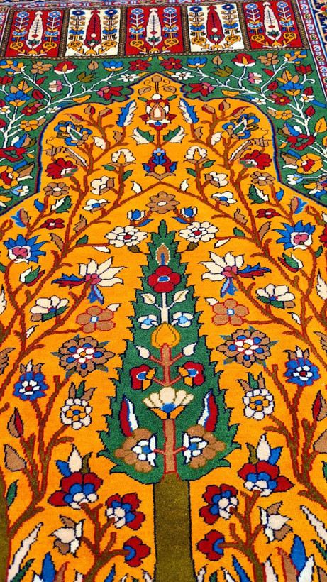 فرش دستبافت چله و گل ابریشم