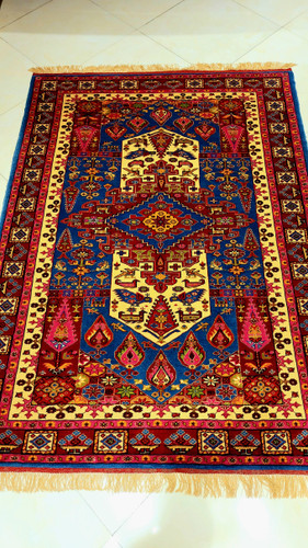 فرش دستبافت چله و گل ابریشم قشقایی