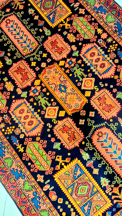 فرش دستبافت چله و گل ابریشم