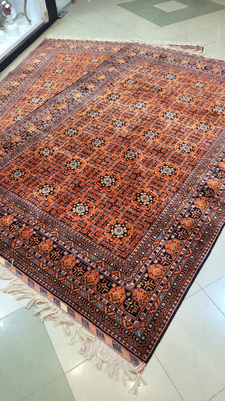 فرش دستبافت کرک مرینوس نقشه بخارایی اعلا جفت6متری