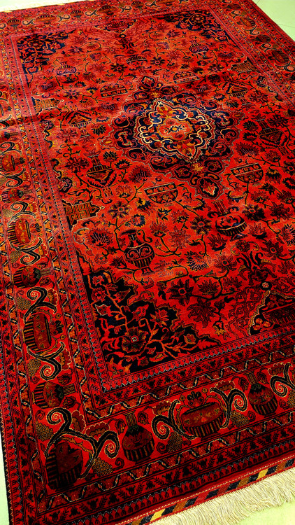 فرش دستبافت رنگ لاکی