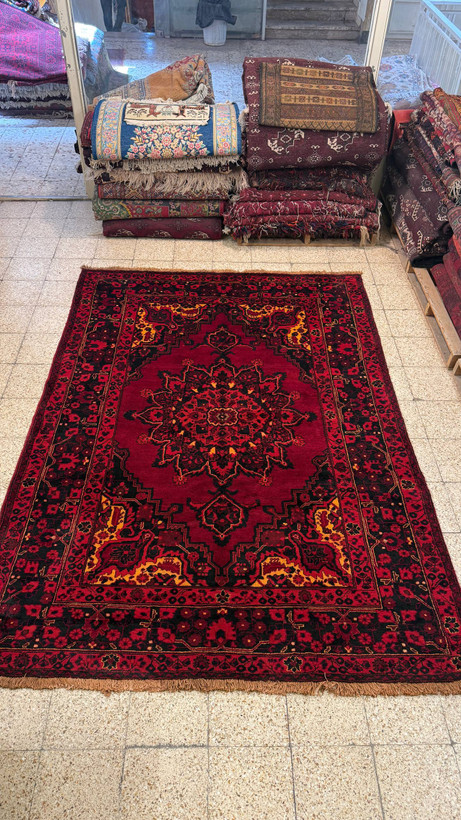 فرش کارکرده فردوس لچک ترنج رنگ گیاهی نقشه خورشیدی 200*300