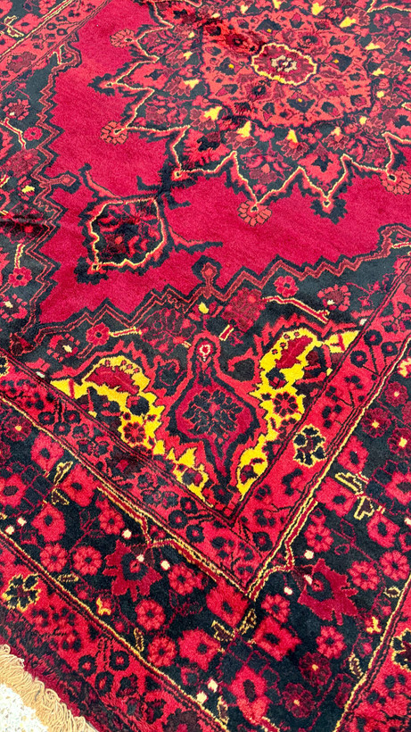 فرش کارکرده فردوس لچک ترنج رنگ گیاهی نقشه خورشیدی 200*300