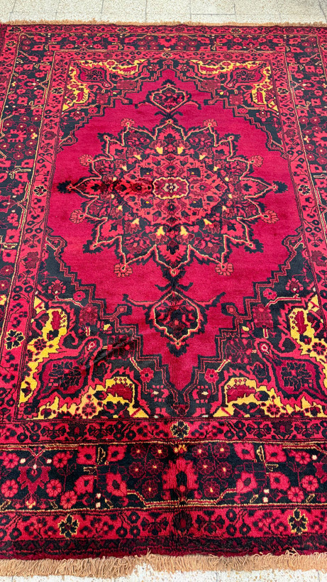 فرش کارکرده فردوس لچک ترنج رنگ گیاهی نقشه خورشیدی 200*300
