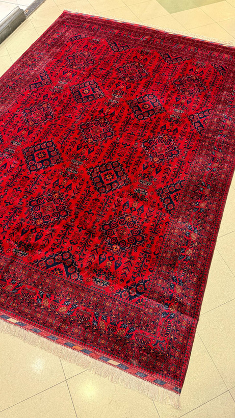 فرش دستبافت کرک مرینوس خان محمدی 250x350 لاکی سورمه ای 50 رج